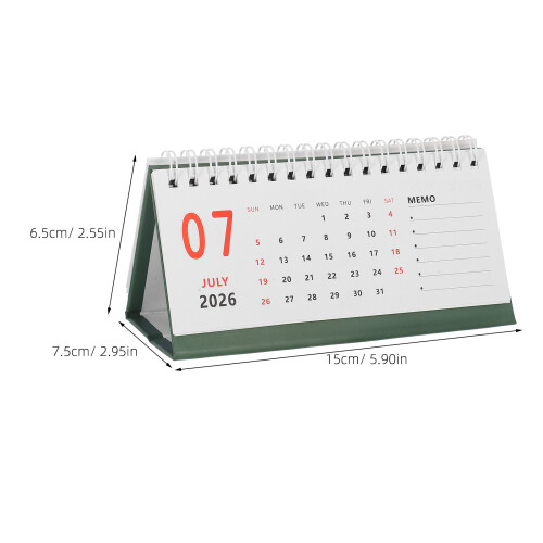 Small Standing Desk Calendar 18-Months Green Mini Office Planner 1