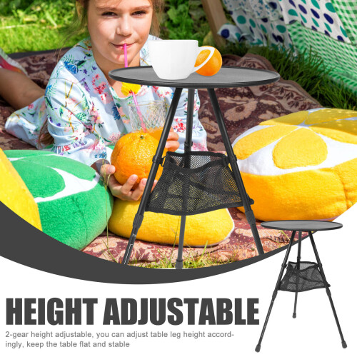 Table Pliante Aluminium Camping Portable Réglable Noir 2