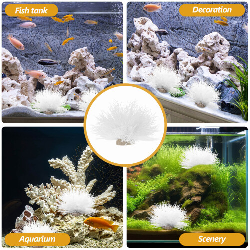 White Plastic Decorative Artificial Aquatic Plants for Fish Tank 2