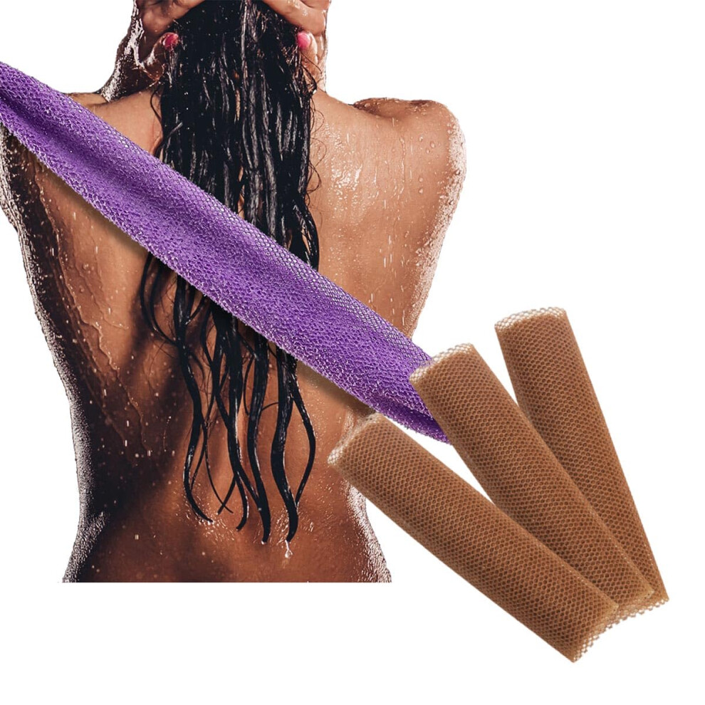 Extra Rough Exfoliating Washcloth 3 Pack for Body and Back, Long Reach Hygienic Quick Dry Scrubber