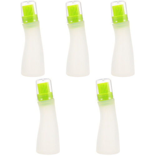 5Pcs White Silicone Cooking Brushes with Leak-Proof Oil Bottles 1