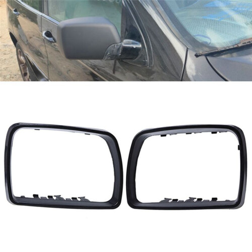 1Pair Car Black Rearview Mirror Cover Shell Side Mirror Frame Replacement for- E53 X5 2000-2006 1
