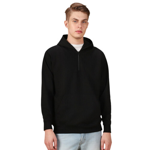 Dennis Lingo Heren Effen Polycotton Regular Fit Pullover Sweaters Zwart