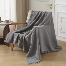 Organic Cotton Muslin Throw Blanket Dark Grey, Lightweight Breathable Gauze, PlantDyed All Season
