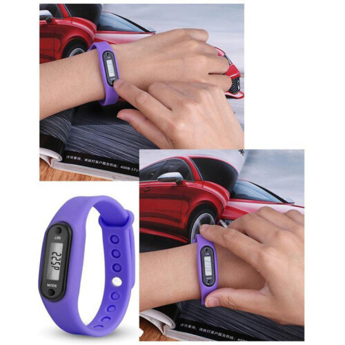 (blue)Podómetro digital LCD muñeca paso correr distancia gritar reloj contador 2