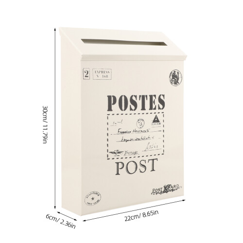 Cassetta Postale Da Muro in Ferro Beige Stile Vintage Americano 1