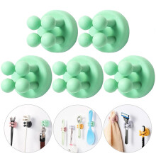5Pcs Waterproof Wall Mounted Silicone Toothbrush and Razor Holder, Self Adhesive SpaceSaving Bathroom Organizer