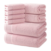 8 Piece Pink Cotton Towel Set, Luxury Quick Dry Bathroom Towels, Soft and Absorbent Family Set