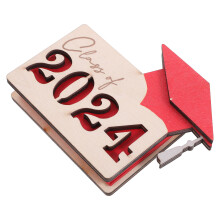 Rotes Holz Kartenetui Graduation Kartenhalter Organizer Faltbar