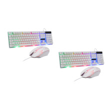 2St Wit Compact Gaming Toetsenbord En Met Zwevende Toetsen En LED