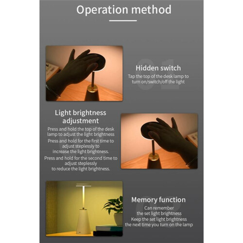 Table Lamp Bedside Lamp Wireless Rechargeable Ambient Light Touch Bar Light Ambient Table Lamps,Black 2