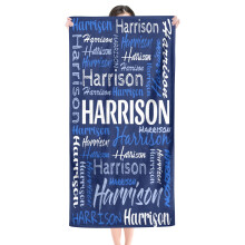 Beach Towel with Name, QuickDry Microfiber Custom Pool Towel for Kids and Adults
