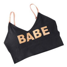 Wireless Bra Black Free Size 40-70kg U-Back Nylon