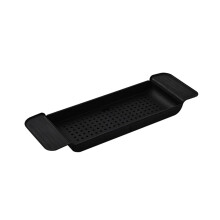 Expandable Bathtub Tray with Wine Glass Holder, Waterproof Bath Caddy for Tub Organizer Black