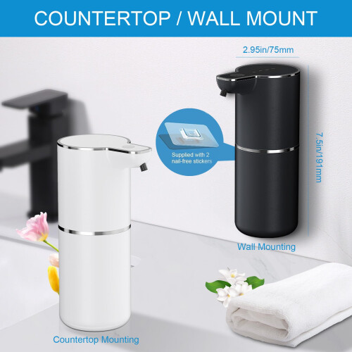Automatic Soap Dispenser Touchless Smart Sensor, 4Level Foaming Control, Rechargeable 350ml Wall Mount White 1