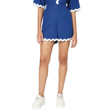 Vero Moda Dam Enfärgad Blå Viskos Regular Fit Mid Rise Över Knä Shorts
