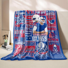 Blue Football Blanket 80x60 Sports Themed Throw for Sofa or Bed