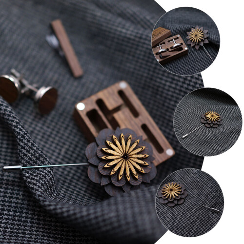 Spilla Uomo Legno Nero Design Creativo E Attraente 2