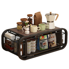 Opbergrek voor koffiestation met uittrekbare lade, houten-4