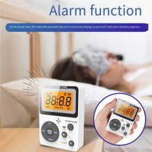 Portable AM FM Radio Pocket with LCD Screen Stereo Earphone Jack Sleep Timer Alarms Clock for Outdoor Travel Camping A