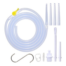 Ricambio per Kit Clistere: Tubo In Silicone da 2 Metri con 6 Punte, Valvola di Flusso 'Acqua Regolabile, Morsetto, Pulizia del Colon.
