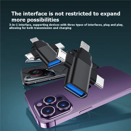 3-in-1 OTG Adapter for Type-C Micro  Adapter USB 3.0 Camera Adapter Converter for Smartphone USB Flash Drive 1
