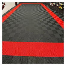 Garage Drain Tiles 4 Pack Black PP Interlocking Floor Tiles for Car Wash Patio Deck Indoor Outdoor