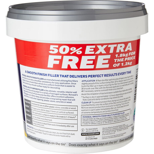 Multi-Purpose Ready Mixed Filler 1.2kg White | Smooth Finish 1