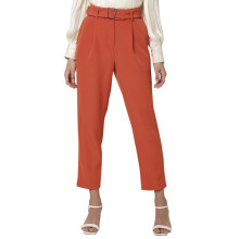 Vero Moda Kvinder Solid Polyester Slim Fit Høj Talje Orange Bukser