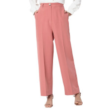 Vero Moda Kvinder Solid Polyester Blend Regular Fit Høj Talje Pink Bukser