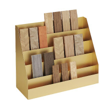 Small Desktop Tile Display Stand Gold Finish, Durable Metal Ceramic Tile Sample Holder for Showroom