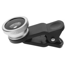Phone Camera Lens Kit with Super Wide Angle Macro and Fisheye Clip‑On Lenses Silver Aluminum Body