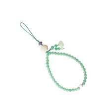 Crystal Phone Wrist Strap with Green Strawberry Beads, Chic Secure Lanyard for Smartphones, Quick Release Connector