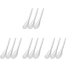 12Pièces Cuillères Acier Inoxydable Fentes Ergonomiques Argentées