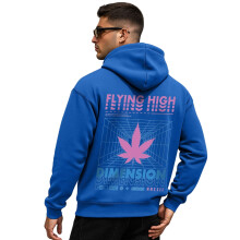 Veirdo Katoenen Fleece Regular Fit Hooded Sweatshirt Volle Mouwen Achterafdruk Blauw Voor Mannen (W_05_Dimension_N_L)