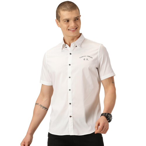 Thomas Scott Tokyo Today Κλασική Slim Fit Κουμπωτή Καρδιά Λευκό