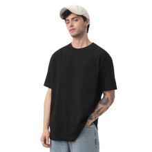 The Souled Store Oversized T-Shirt: Blackout Herre & Drenge Kortærmet Rund Hals Sort