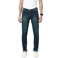 Urbano Fashion Herrars Grön Slim Fit Tvättade Jeans Stretch (Avwhskrwhi-Grön-34)