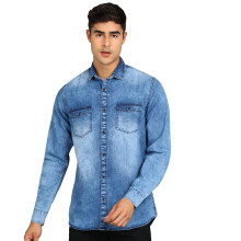 Urbano Fashion Ανδρικό Μπλε Πουκάμισο Slim Fit Casual Denim (Shirtden-Uf46-Blue-38)