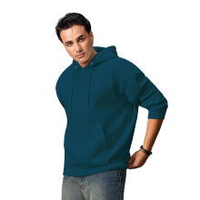 Urbano Fashion Felpa Oversized Verde Teal Fog Cotton con Cappuccio (Swtsolhdovs-01-Fogtel-2Xl)