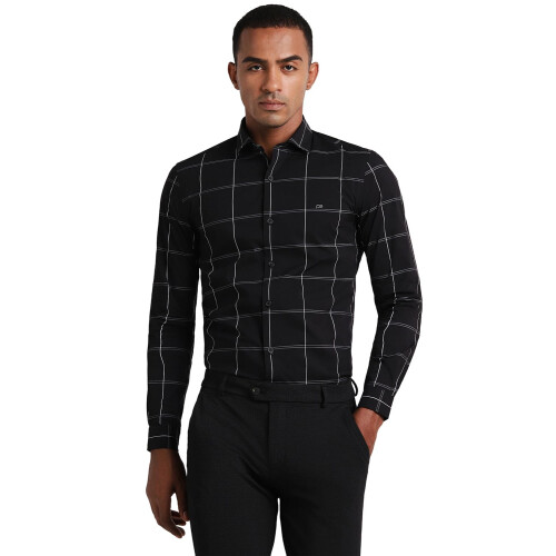 Peter England Ανδρικό Μαύρο Super Slim Fit Επίσημο Πουκάμισο Μακριά Μανίκια