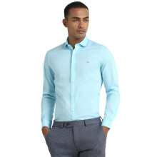 Peter England Ανδρικό Μπλε Super Slim Fit Επίσημο Πουκάμισο Μακρύ Μανίκι