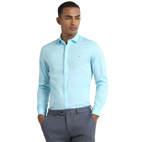 Peter England Ανδρικό Μπλε Super Slim Fit Επίσημο Πουκάμισο Μακρύ Μανίκι