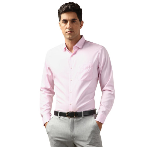 Peter England Ανδρικό Πουκάμισο Ροζ Slim Fit 100% Βαμβάκι