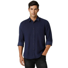 Peter England Ανδρικό Μπλε Slim Fit Πουκάμισο με Μακριά Μανίκια