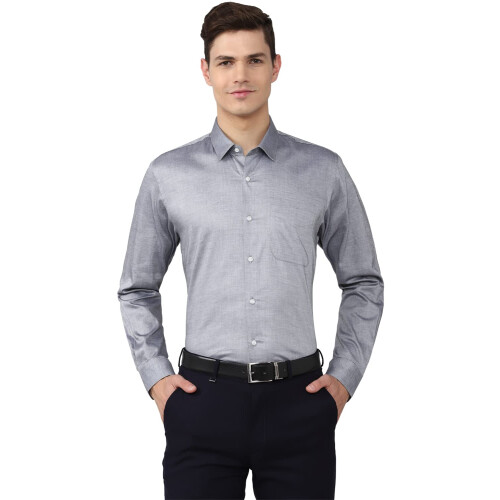 Peter England Ανδρικό Γκρι Slim Fit Επίσημο Πουκάμισο