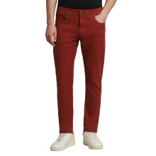 Heren Oranje Effen Slim Tapered Casual Broeken