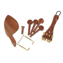 4/4 Violin Accessories Set, Natural Jujube Wood Fittings with Ergonomic Chinrest and Stable Tuning Control