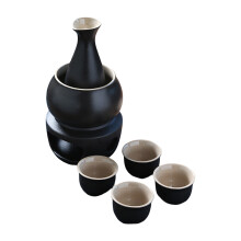 Carafe à saké japonaise en céramique, avec bouteille-1grès noir