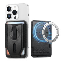 Leather MagSafe Wallet for iPhone 16 15 14 13 12, Slim Magnetic Card Holder with Finger Loop and Quick Card Access